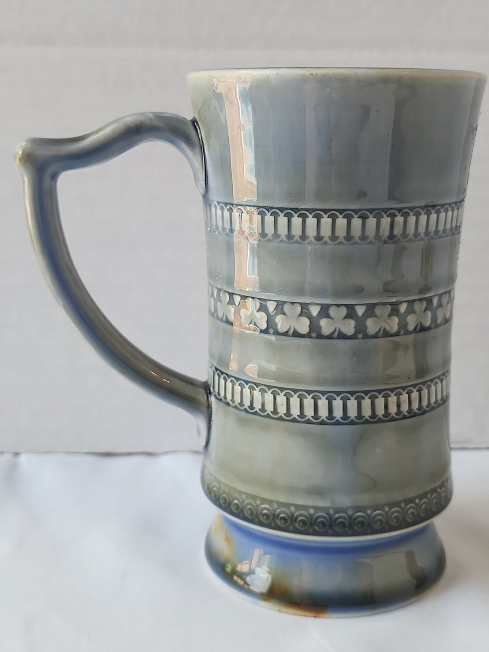 Vintage Wade Irish Porcelain Shamrock Tankard Mug – Made in Ireland Harp Handle